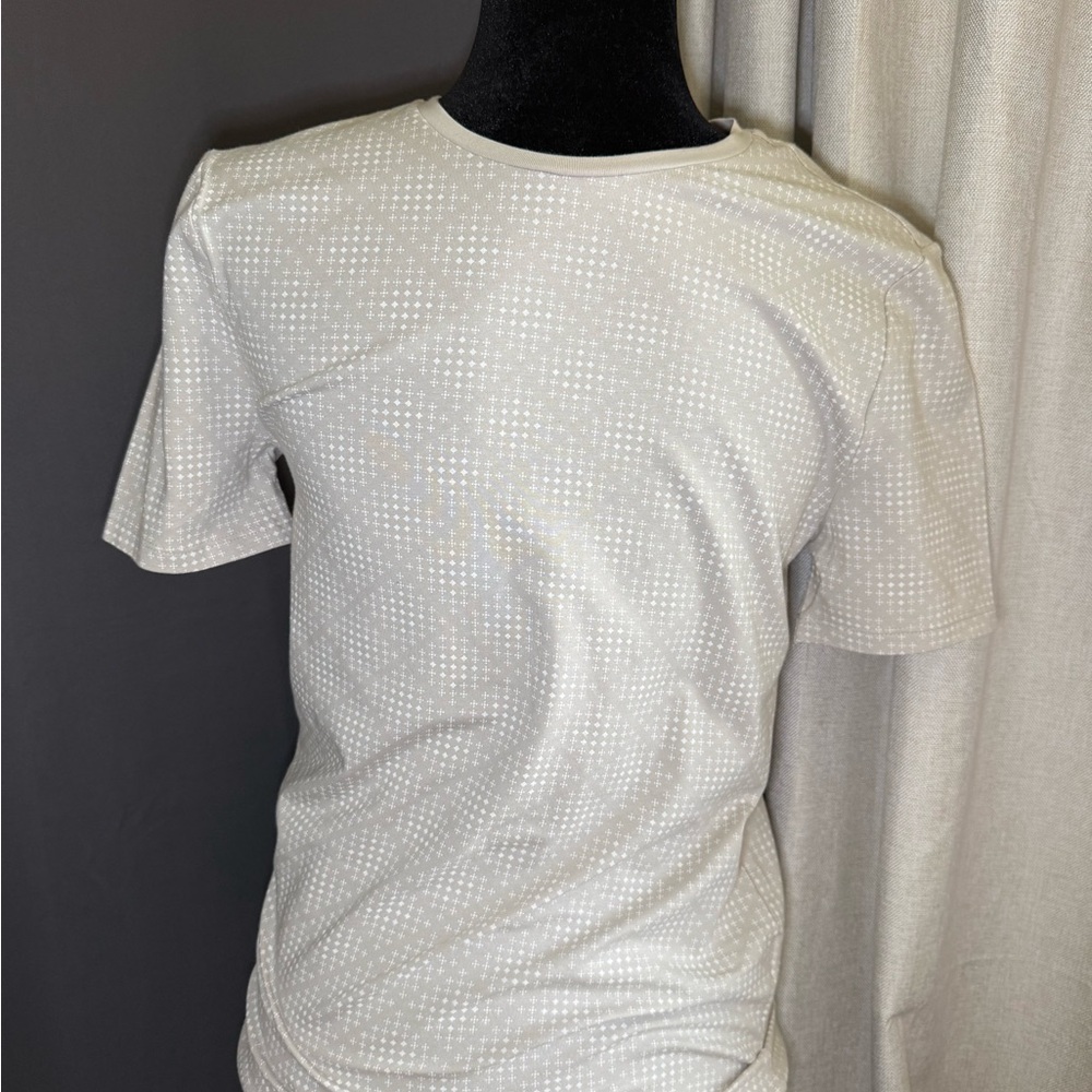 Men's EXPRESS beige Crew Neck Short Sleeve Shirt